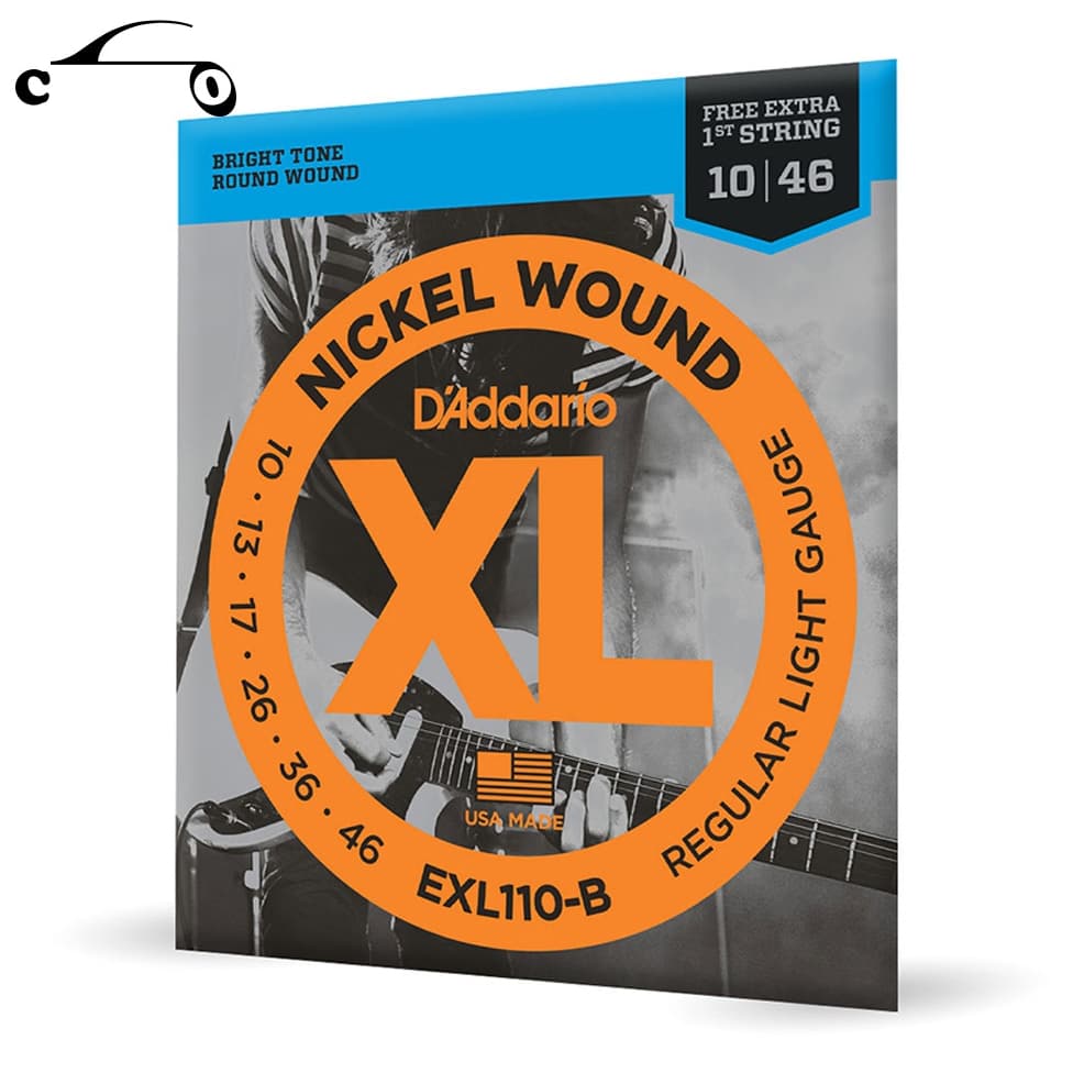 Encordoamento para Guitarra Daddario 010-046 EXL110-B Tensão Leve com 1ª Corda Mi Extra Jogo de cordas Para Guitarra Elétrica