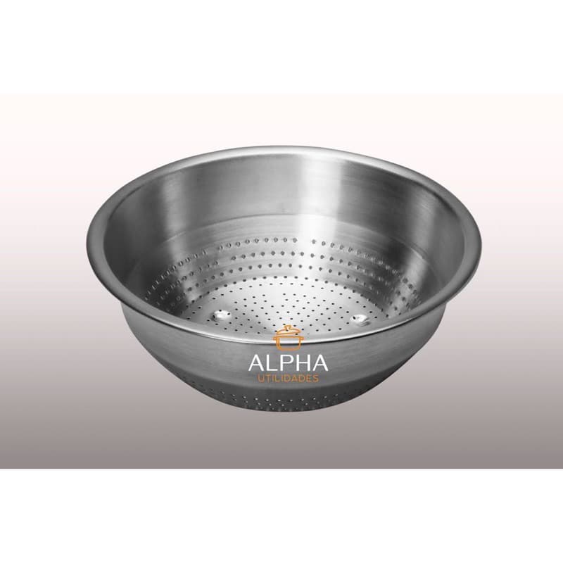 Kit 2 Escorredor Peneira de Arroz Feijão Ervilha Massas Quentes e Frias / Alumínio 24 cm