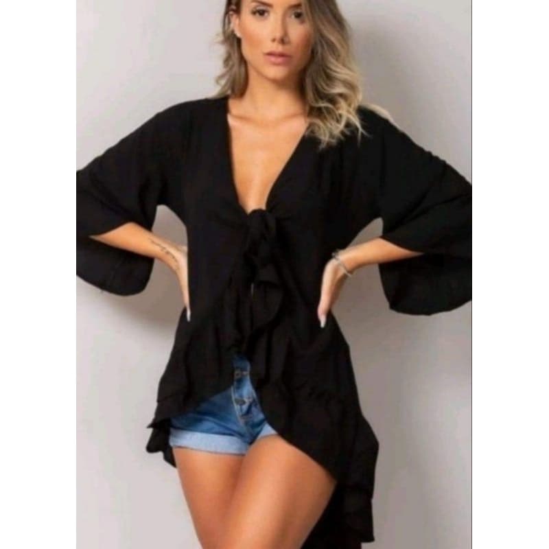 Blusa Bata de Amarrar con mangas