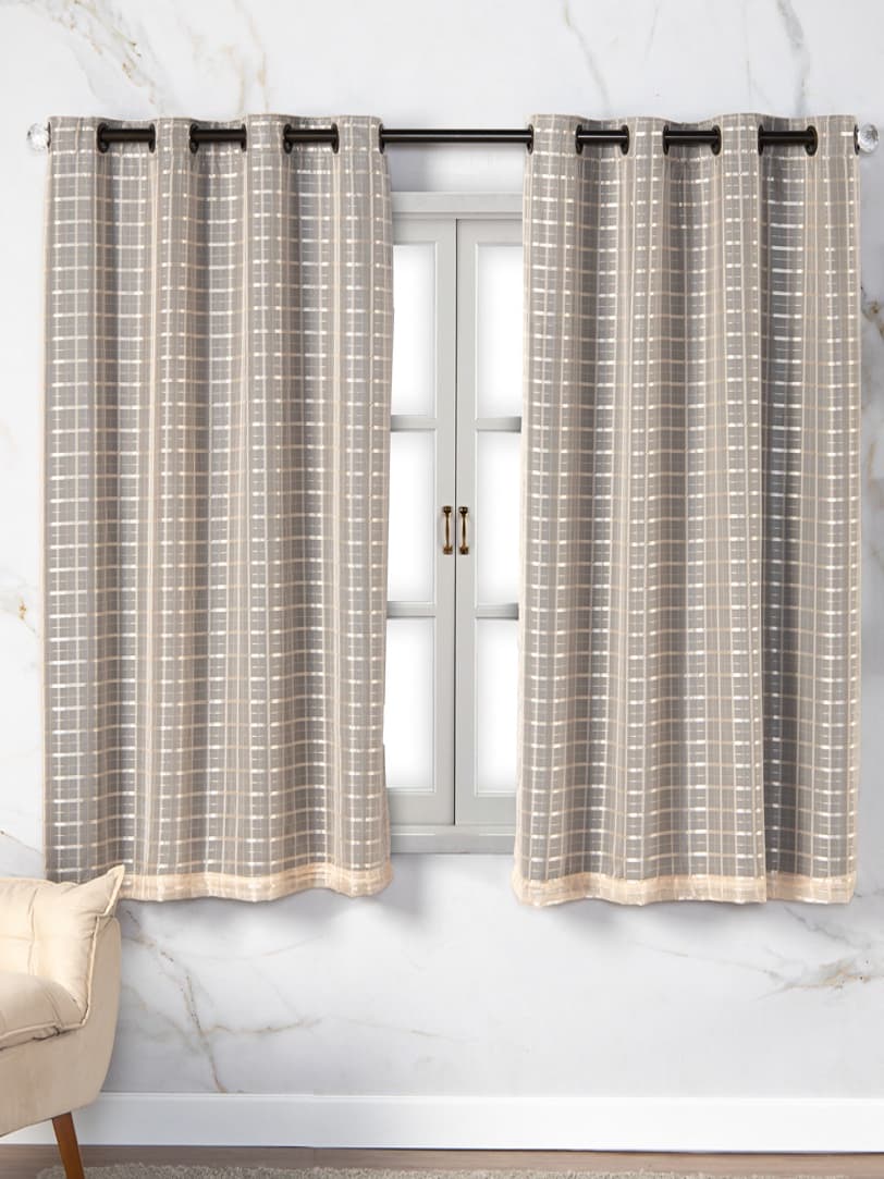 Cortina Com Blackout Prata 2,80m x 1,60m Sala Quarto Janela Voil Xadrez Varias Cores Veda Luz PROMO