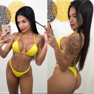 Biquini Marquinha de Fitinha Bronze Verão Moda Praia Amarelo