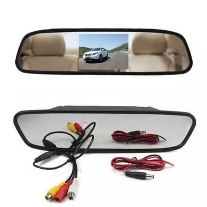 Kit Espelho Retrovisor Monitor Tela Lcd 4.3 + Câmera Ré