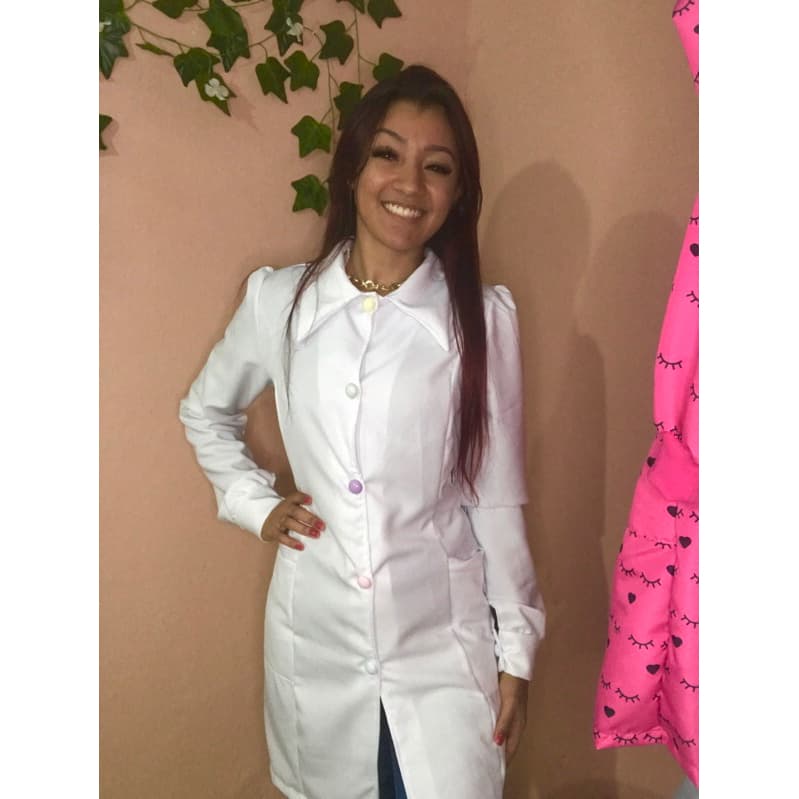 jaleco saude estilosa e faixa dois em um/ gola grande botao colorido jaleco para dentista médico enfermagem, estética manicure