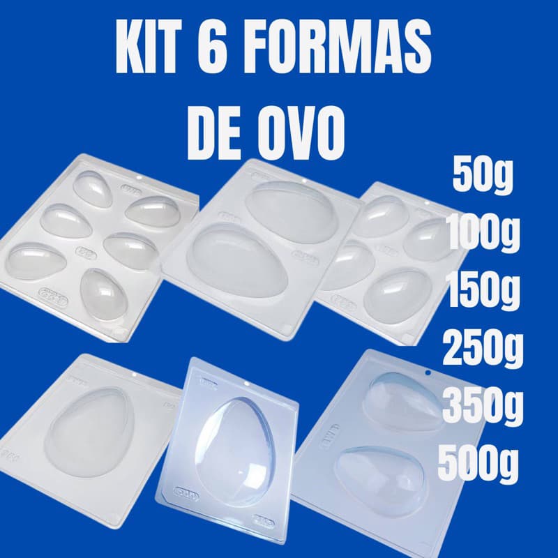 Forma de silicone para Ovos ovo fazer De Páscoa chocolate com silicone 50g 100g 150g 250g 350g 500g 1kg KIT COM 6 FORMAS