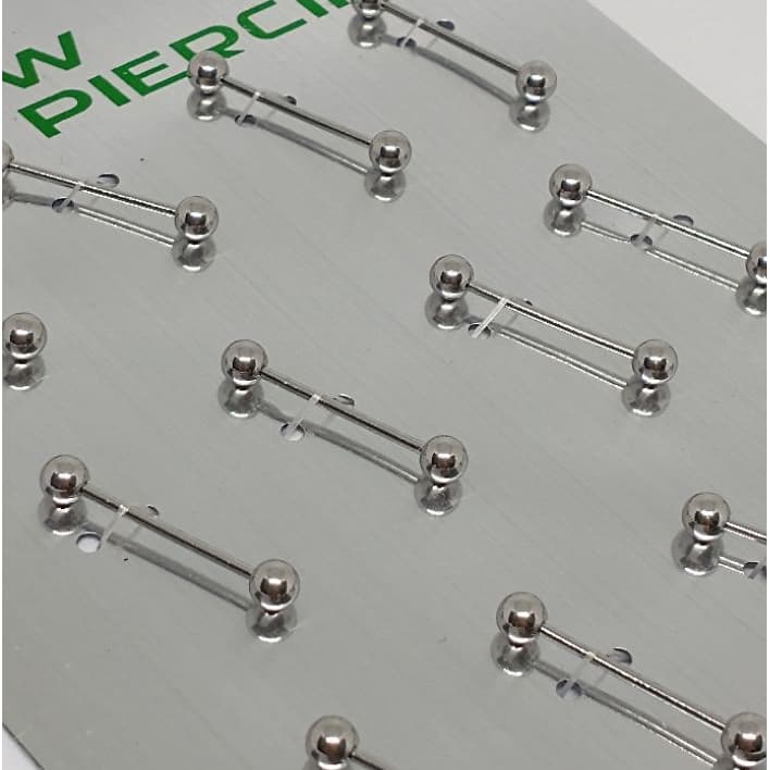 piercing mamilo 16mm bolinha maior aço prata kit com 12 unidades