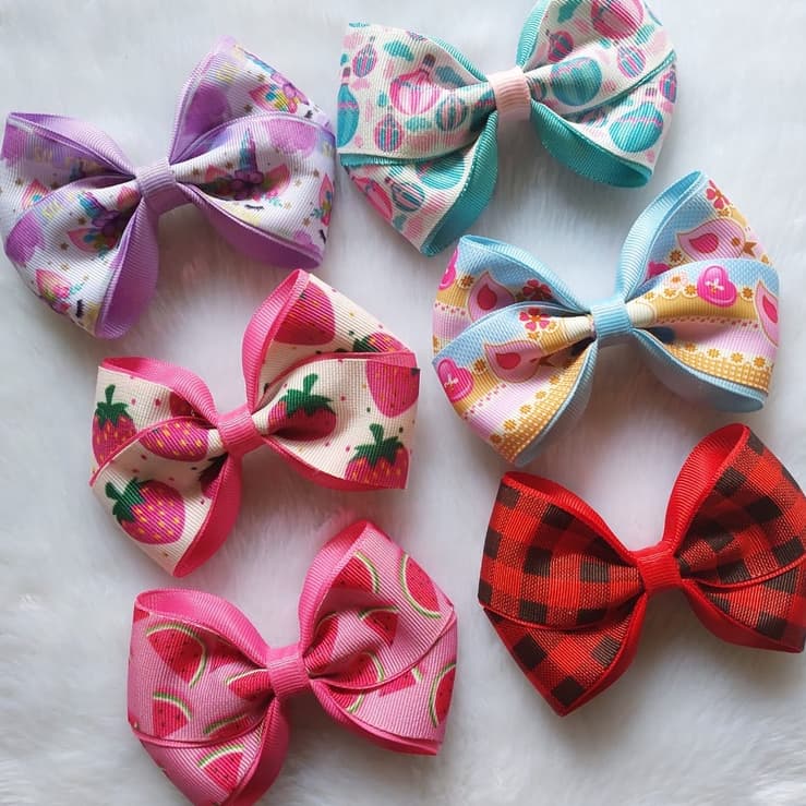 kit 5 Laços de cabelo infantil /presilha de criança menina estampada