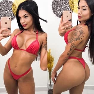 Biquini de Marquinha de Fita Vermelho Bronze Verão Moda Praia
