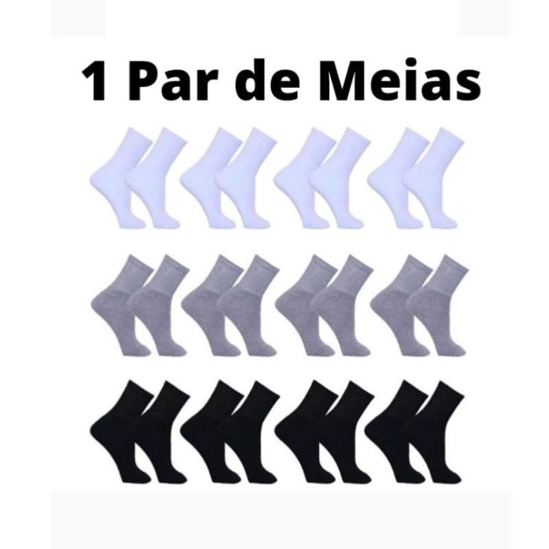1Par de Meias Feminina e Masculina Cano alto ou Soquete Algodão
