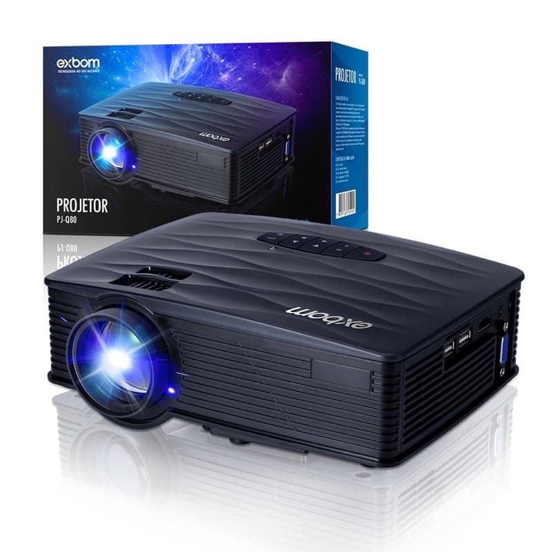 Projetor De Vídeo Multimídia Led Bivolt Pj-q80 Preto Exbom