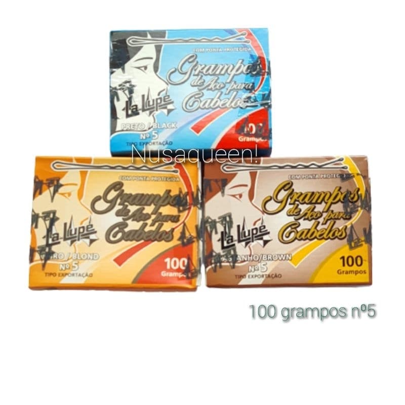 kit 100 Grampo Preto de Aço Para  Cabelos N⁰ 5 com  Ponta Protegida