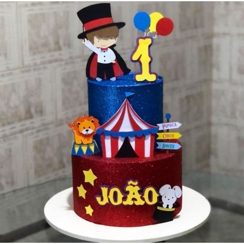 Topper/ Topo de Bolo Circo 3D - Topo em Camadas