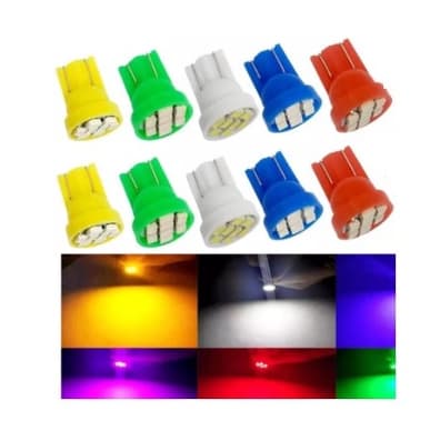 Kit 2 Lâmpada Led T10 W5w Pingo 8 LEDs Coloridas Farol Carro 12v 5 Watts