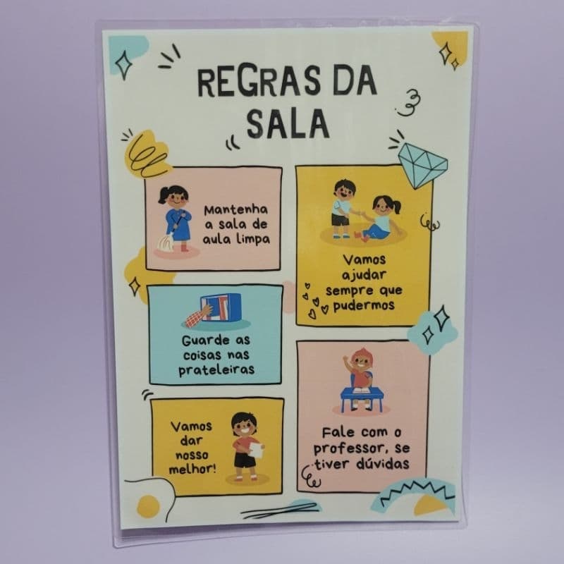 Placa regras da Sala A4 plastificado
