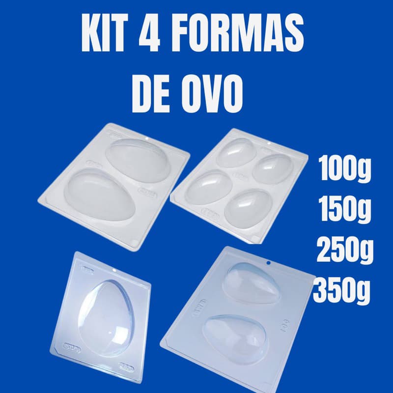 Forma para Ovos com silicone ovo fazer De Páscoa  com silicone 3 partes 50g 100g 150g 250g 350g 500g 1kg KIT COM 4 formas de ovo