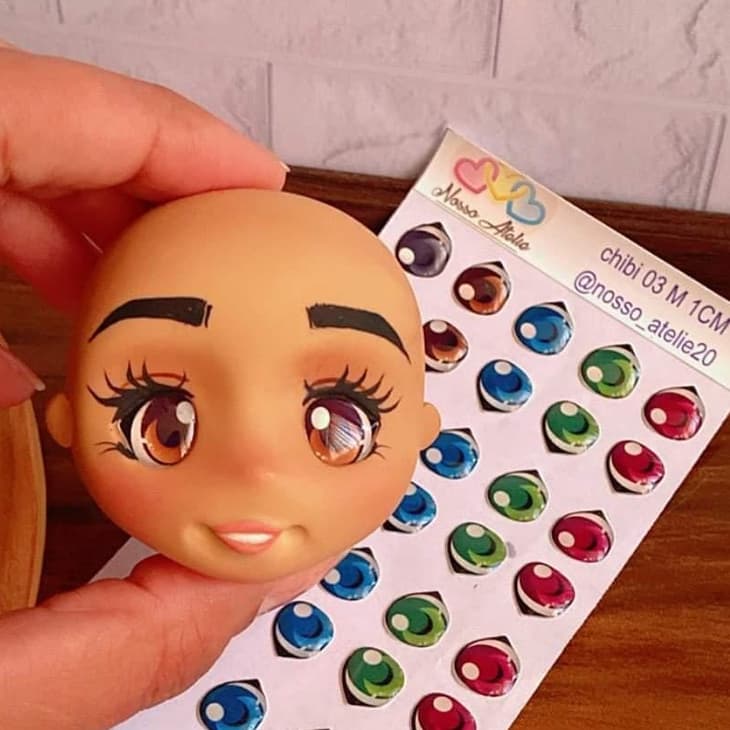 Olhos Adesivos Resinado estilo Chibi, Mangá, anime para aplique de biscuit