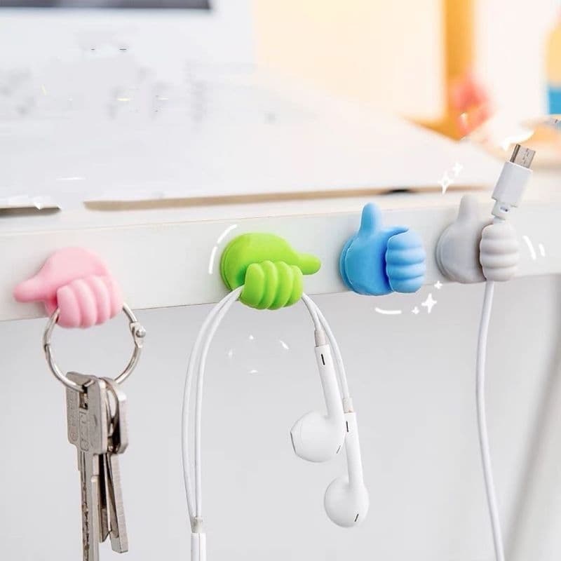 Kit4 Ganchos De Cabos E Fios Em Silicone Flexível