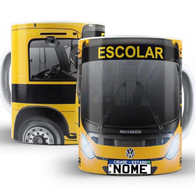 Caneca xícara Personalizada Ônibus escolar motorista escolar