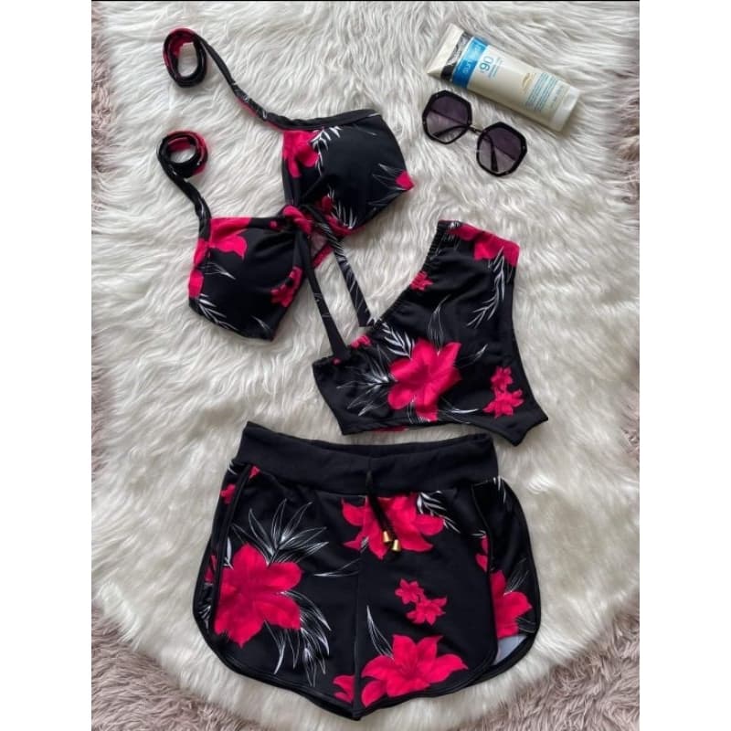 CONJUNTO 3 PEÇAS BIQUÍNI COM BOJO/FORRO+SHORTS