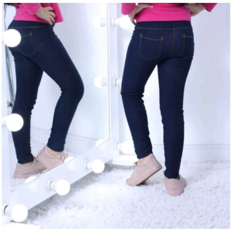 Calça Legging Infantil Cotton Tipo Jeans Com Bolso Atrás