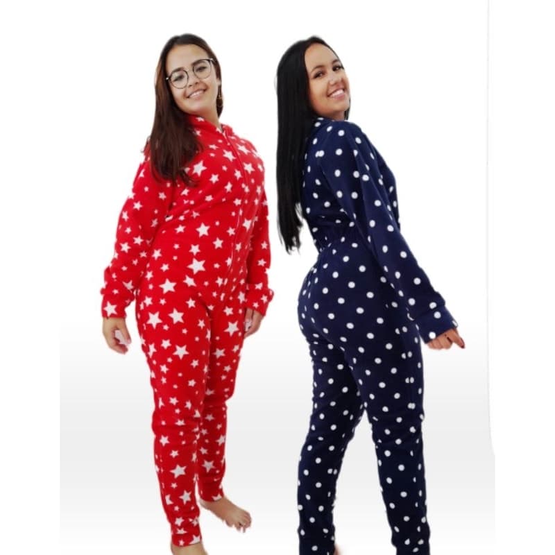 pijama macacão de inverno com capuz feminino adulto e infantil