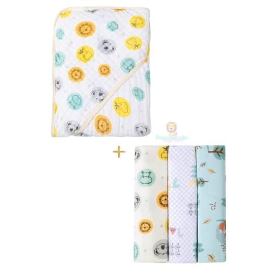 Kit Enxoval Bebe Cueiro Flanelado e Toalha de Banho Fralda Soft Karinho Papi