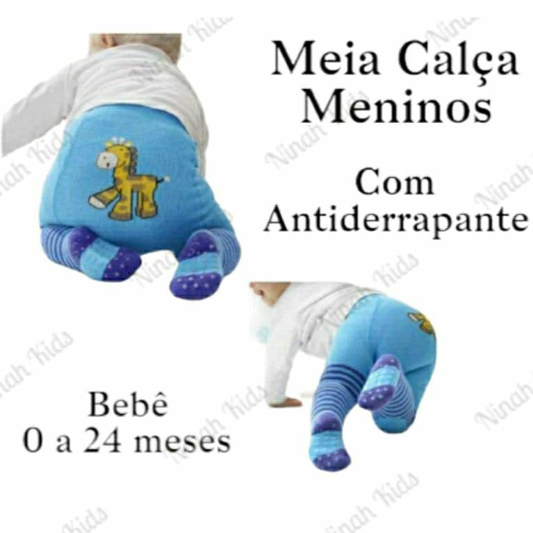 Meia Calça Grossa  de Algodão para Meninos Bebê 0 a 2 Anos
