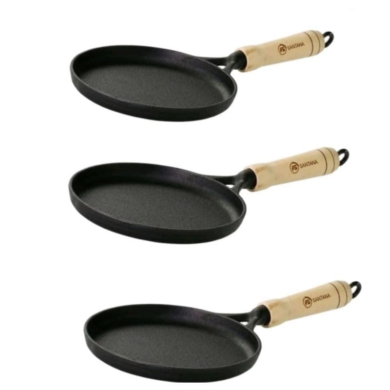 Chapinha Tapioca kit 3 Ferro Fundido Bifeteira Servir Porções