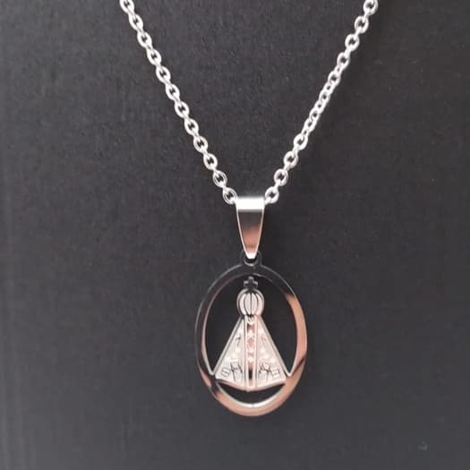 Corrente +Pingente de Nossa Senhora Aparecida aço inox 316L