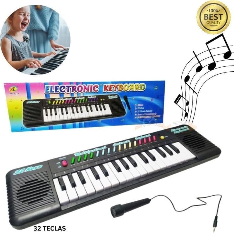 Brinquedo Piano Teclado Eletrônico Infantil C/ Microfone