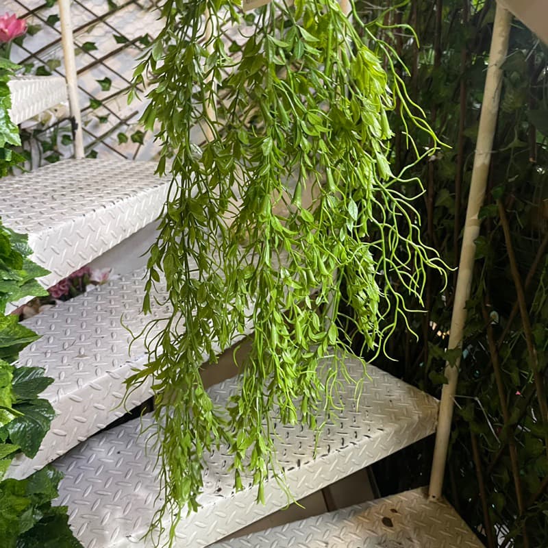 Plantas verde folhas de pendente 78cm decoracao de casa Decoração de parede de fundo de planta verde salgueiro-chorão