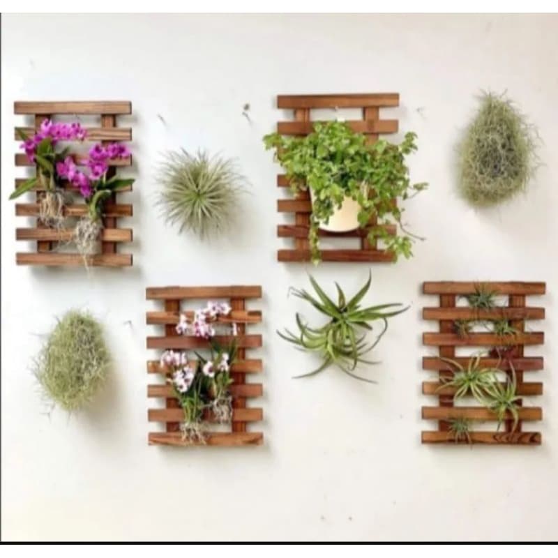 painel jardim vertical treliça de madeira maciça tratada 60x40