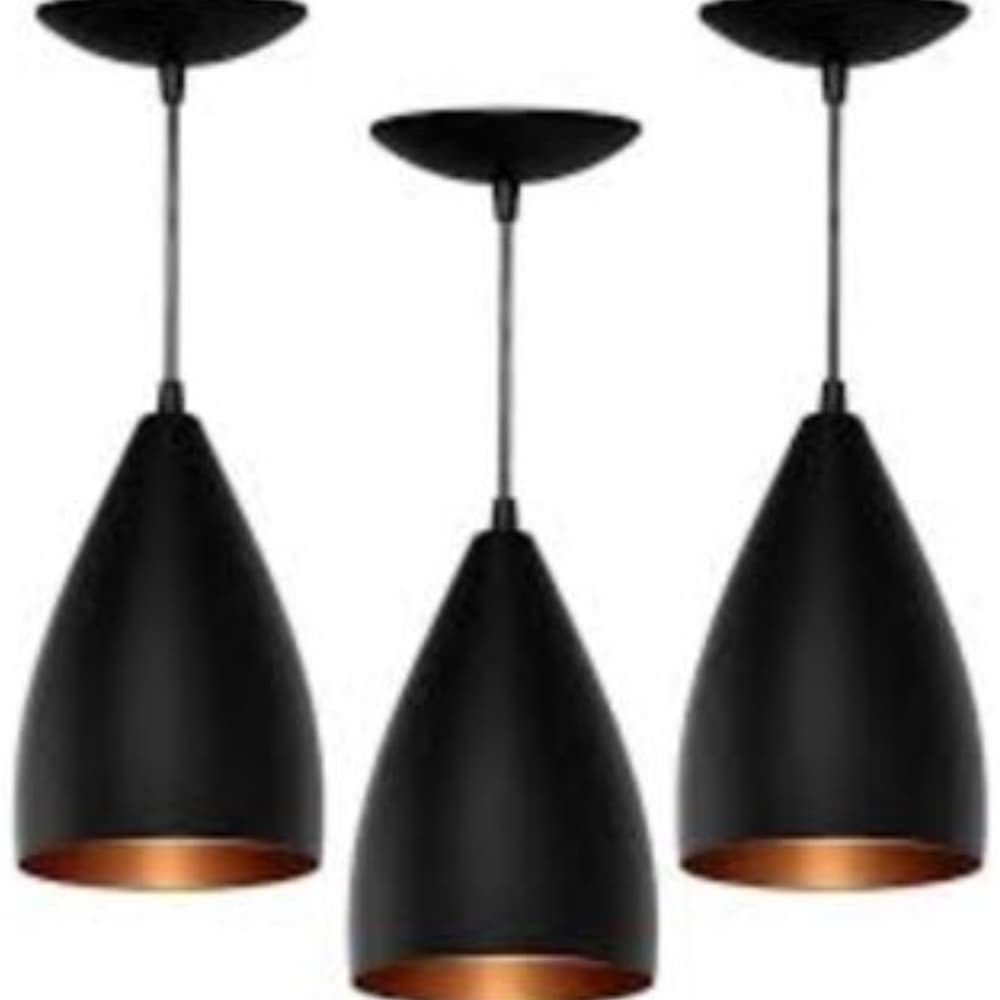 Lustres Kit 3 Pendentes Dalas Luminarias ( Preto - Bronze ) Vegas 15 cm