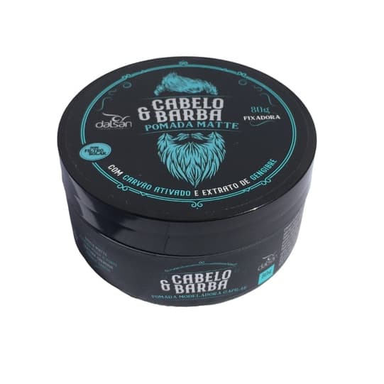 Pomada Modeladora Cabelo e Barba Dalsan Matte 80g – Efeito Seco com Carvão Ativado e Gengibre