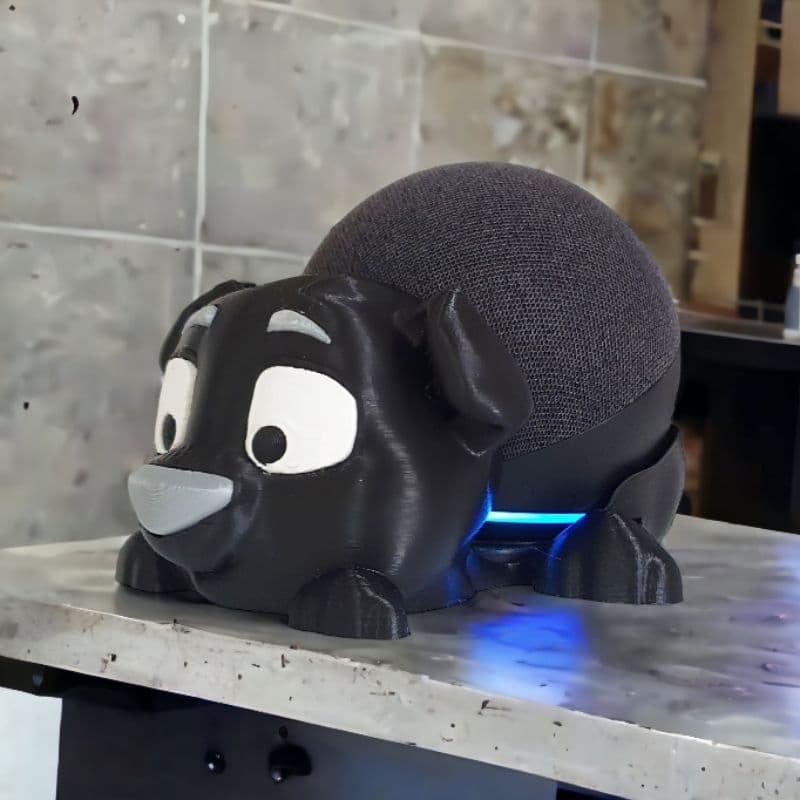 Suporte Alexa Echo Dot 4 ou Echo Dot 5 Tema Cachorro - Presente, decoração criativa, música, som, stand de mesa