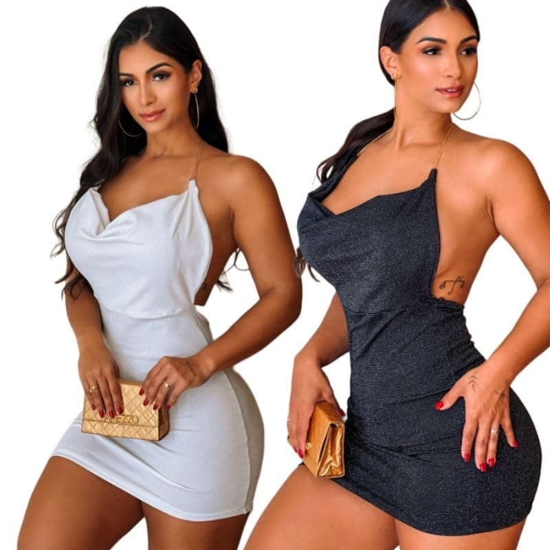 Vestido Lurex brilho branco Tubinho Colado Curto  Balada Festa Final de Ano Natal Branco