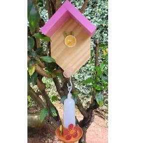 Casa de Passarinho de madeira comedouro com suporte para beija flor casa de passarinho