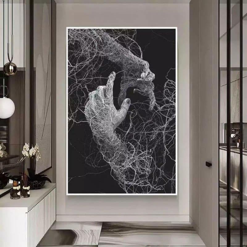 Quadro decorativo 1 tela Casal mão artística preto e branco 30x50