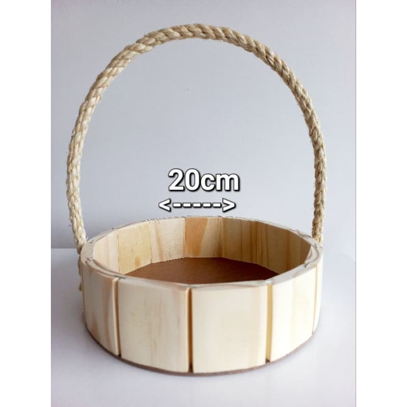 Cestas de madeira pinus 20cm - Kit 5 unidades para presentes