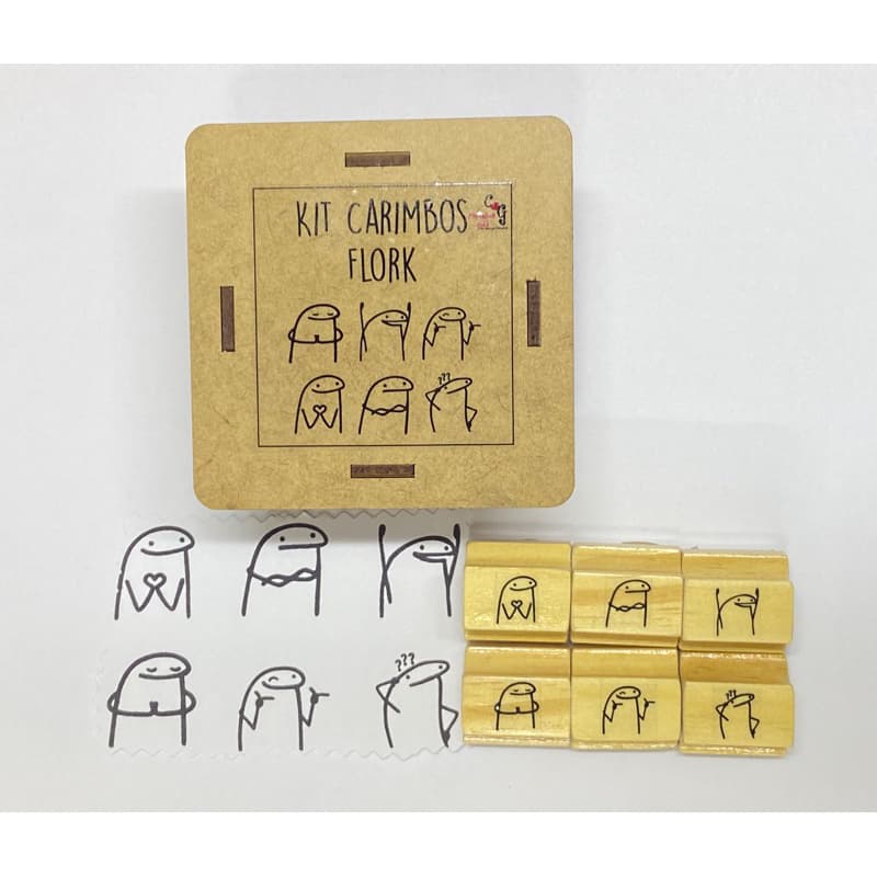 Kit Carimbos Flork Bento Decoração Embalagem Sacola Tag