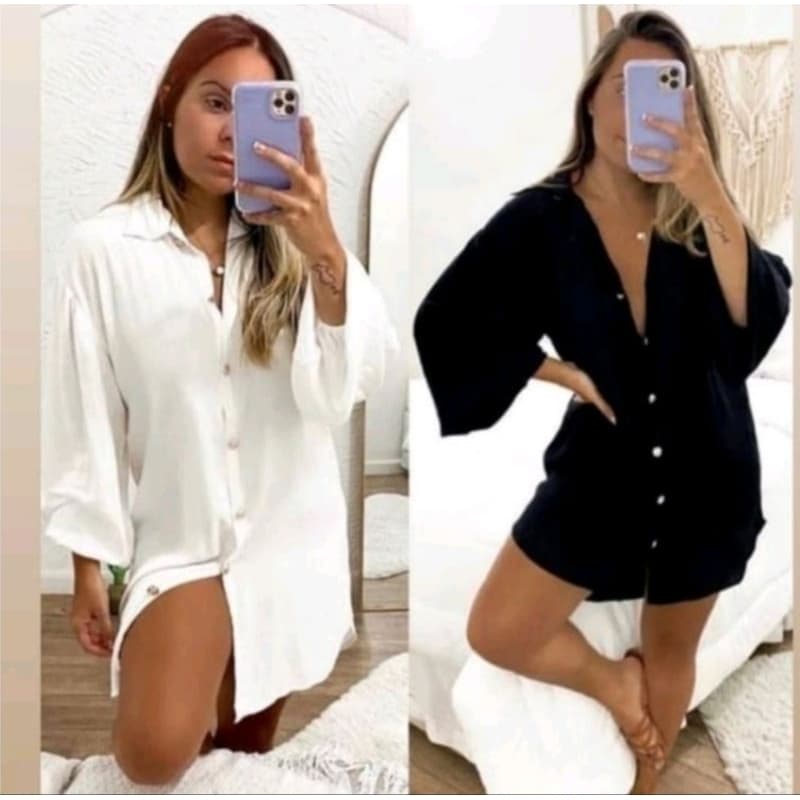 Vestido  Chemise Camisão  Feminino  Manga  Longa