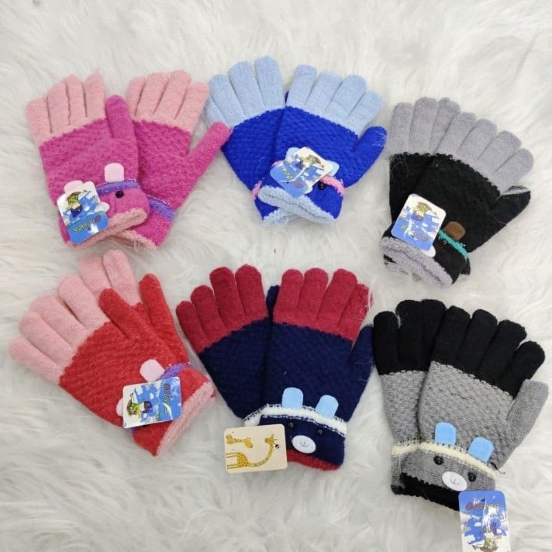Luva de pelúcia infantil Unissex flexível de inverno coral