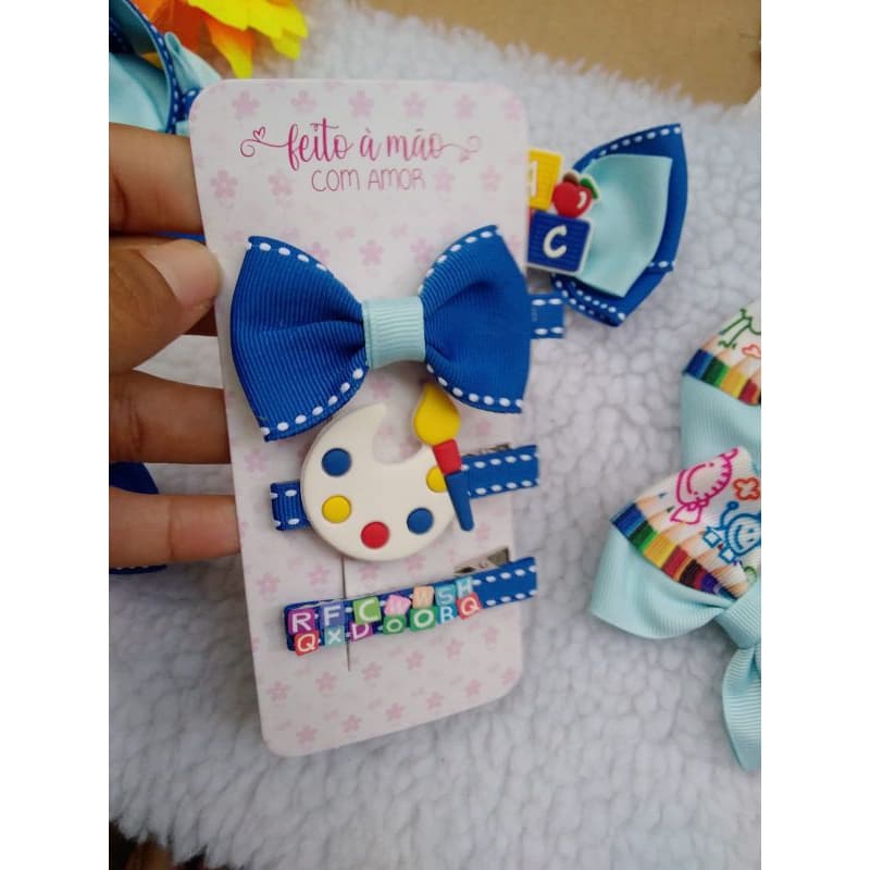 Hair clips escolar/laço infantil/volta as aulas/ laço no bico de pato/cod027