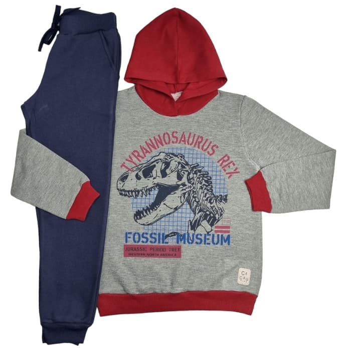 Conjunto Infantil Masculino em Moletom com Calça e Blusão com Touca do 4 a 10 anos