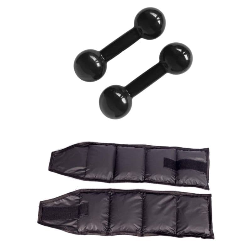 Halter Peso Emborrachado 2 Kg e Tornozeleira 3 Kg Polimet Academia + Brinde