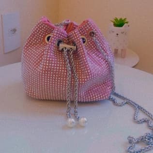 Bolsa Tiracolo Transversal  De Ombro Corrente Feminina Brilhante Bolsa Saco