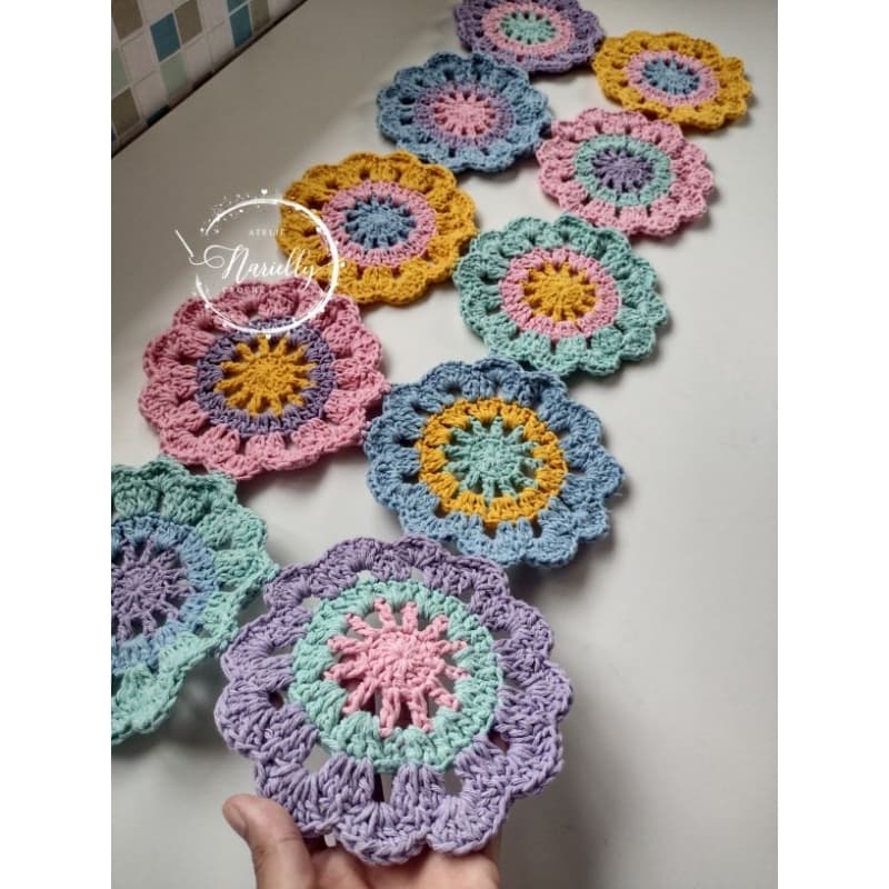 trilho de mesa flores/ trilho/ trilho de mesa de crochê/ trilho de mesa Candy color flores