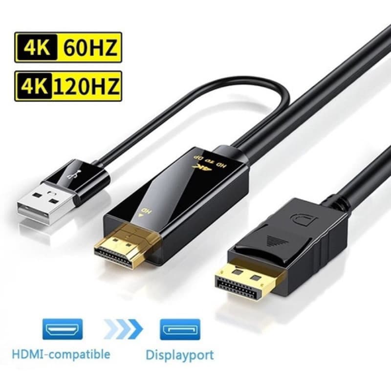 Cabo conversor hdmi para displayport com usb 1.8mts