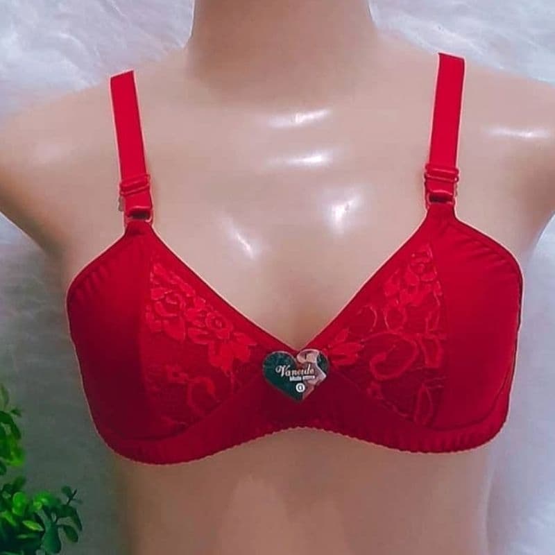 kit Com 5 Sutiãs Sem Aro em Lycra E Renda Sem Bojo e Alça Larga e Reforçada