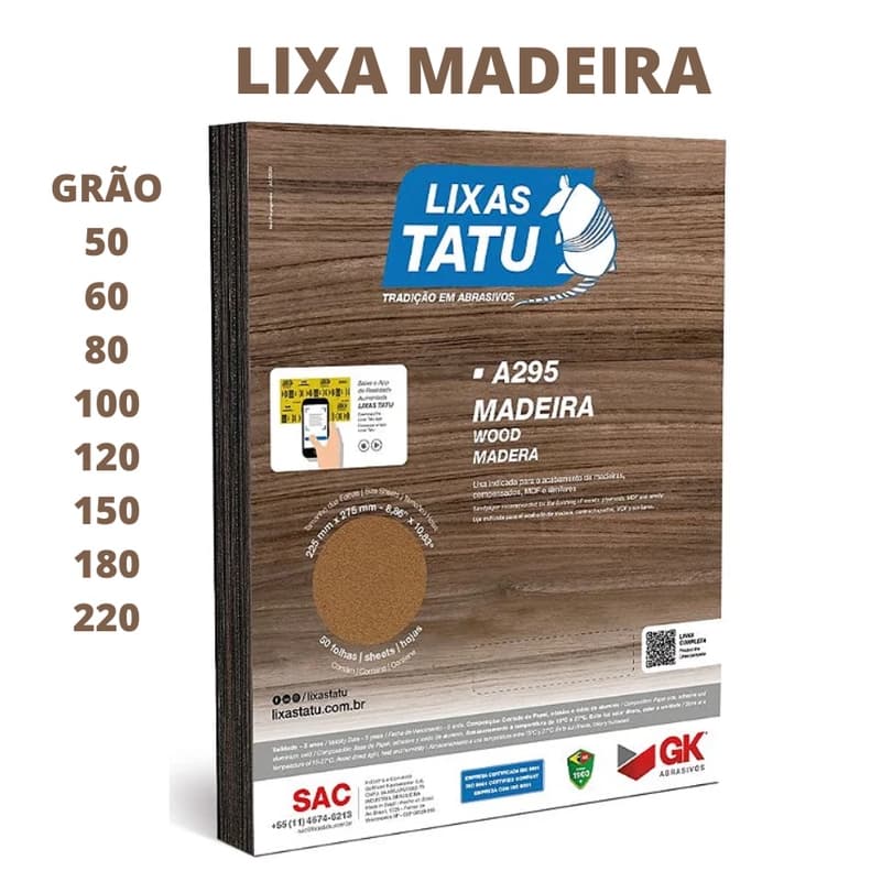 Lixa Para Madeira Móveis MDF Grão 50 ao 220