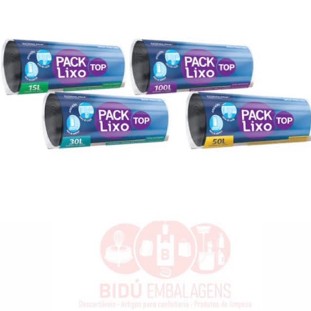Saco de Lixo Reforçado Branco/Preto para Pia/ 15L/30L/50L e 100L